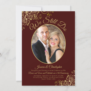 We doen nog steeds Auburn & Gold Wedding Vow Renew Kaart