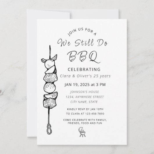 We doen nog steeds BBQ achtertuin feest huwelijksv Kaart (Voorkant)