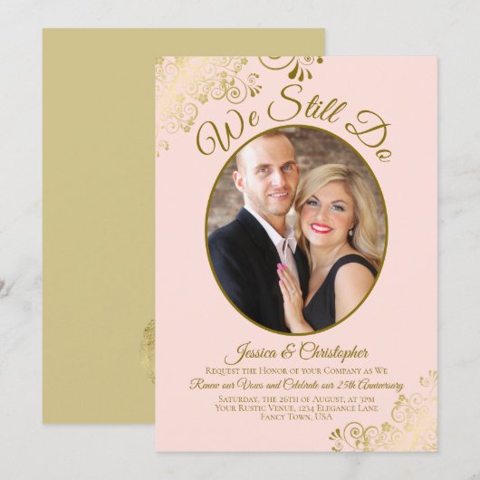 We doen nog steeds Blush Pink & Gold Wedding Vow R Kaart (Voorkant / Achterkant)