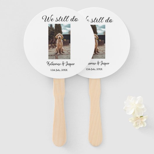 We doen nog steeds bruiloft paar huisdier foto naa handwaaier (Voorkant en achterkant)