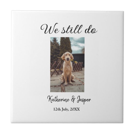 We doen nog steeds bruiloft paar huisdier foto naa tegeltje (Voorkant)