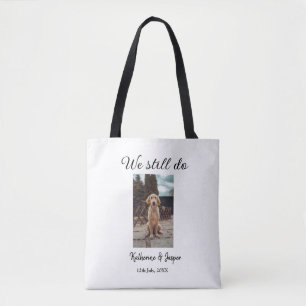 We doen nog steeds bruiloft paar huisdier foto naa tote bag