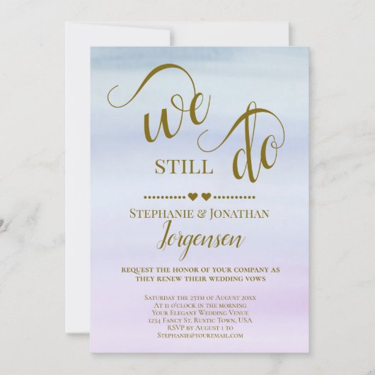 We doen nog steeds Dusty Blue en Lila met Gold Vow Kaart (Voorkant)