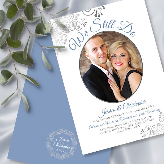 We doen nog steeds Dusty Blue en White Wedding Vow Kaart