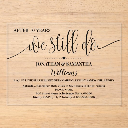 We doen nog steeds een modern minimalistisch Jubil Acryl Uitnodigingen (Voorkant)