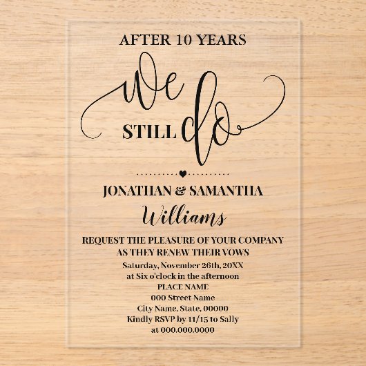 We doen nog steeds een modern minimalistisch Jubil Acryl Uitnodigingen (Voorkant)