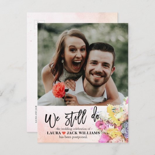 We doen nog steeds een nieuwe foto van het huwelij aankondigingskaart (Voorkant / Achterkant)