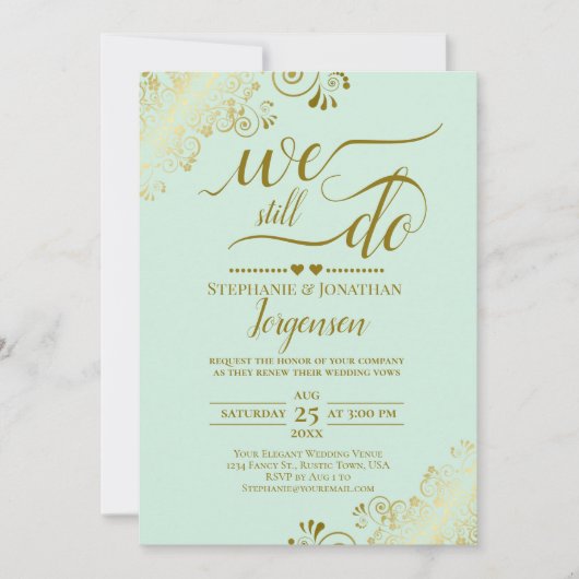 We doen nog steeds Elegant Mint Green en Gold Vow Kaart (Voorkant)