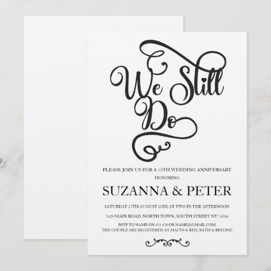 We Doen Nog Steeds Elegante Kalligrafie Jubileum U Kaart (Voorkant / Achterkant)