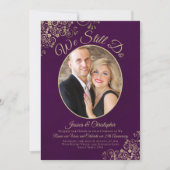 We doen nog steeds gouden krullen op Plum bruiloft Kaart (Voorkant)