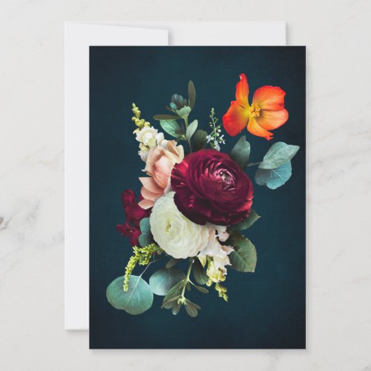 We doen nog steeds Jubileum met blauwe bloemen Kaart (Achterkant)