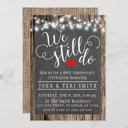 We doen nog steeds Jubileum met een 40e bruiloft Kaart (Voorkant / Achterkant)