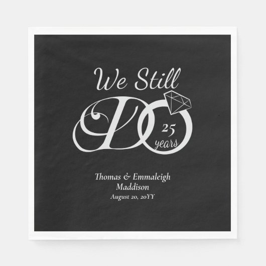 We doen nog steeds Jubileum typografie zwart/zilve Servet (Voorkant)