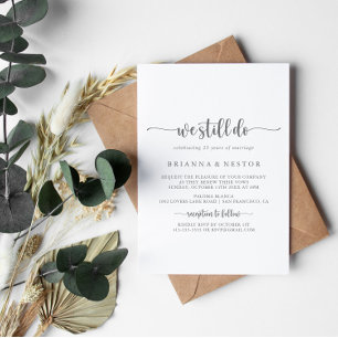 We doen nog steeds kalligrafie Silver Vow Renewal Kaart