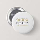 We doen nog steeds koppel naam datum champagne gou ronde button 5,7 cm (Voorkant /achterkant)