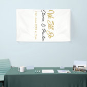We doen nog steeds koppel naam datum champagne gou spandoek (Beurs)