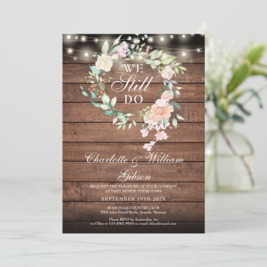 We doen nog steeds met vow Renewal Floral Rustic L Kaart (Staand voorkant)