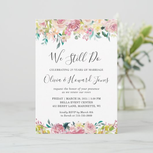We doen nog steeds met Vow Renewal Pastel Chic Blu Kaart (Staand voorkant)