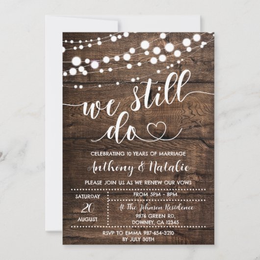 We doen nog steeds met Vow Renewal Rustic Kaart (Voorkant)