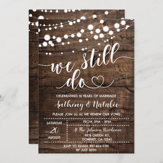 We doen nog steeds met Vow Renewal Rustic Kaart (Voorkant / Achterkant)