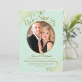 We doen nog steeds Mint Green & Gold Wedding Vow R Kaart (Staand voorkant)