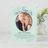 We doen nog steeds Mint Green & Navy Wedding Vow R Kaart (Staand voorkant)