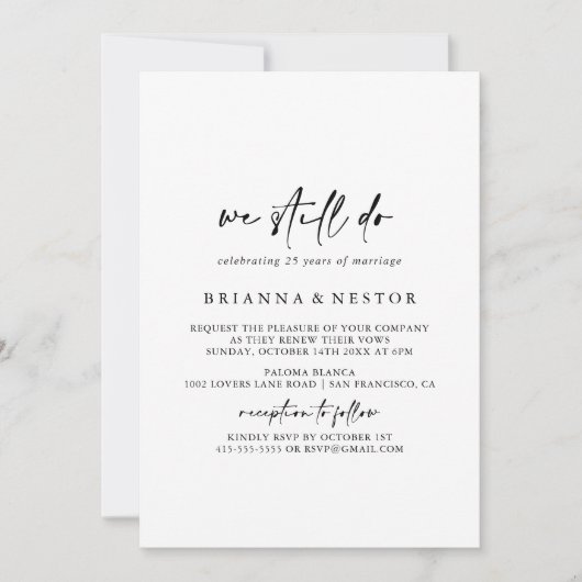 We doen nog steeds moderne elegante geloftevernieu kaart (Voorkant)