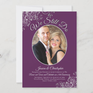 We doen nog steeds Plum Paarse Silver Wedding Vow  Kaart