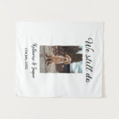 We doen nog steeds trouwkoppel huisdier foto naam  wandkleed (Voorkant (horizontaal))