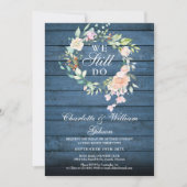 We doen nog steeds Vow Renewal Floral Blue Rustic Kaart (Voorkant)