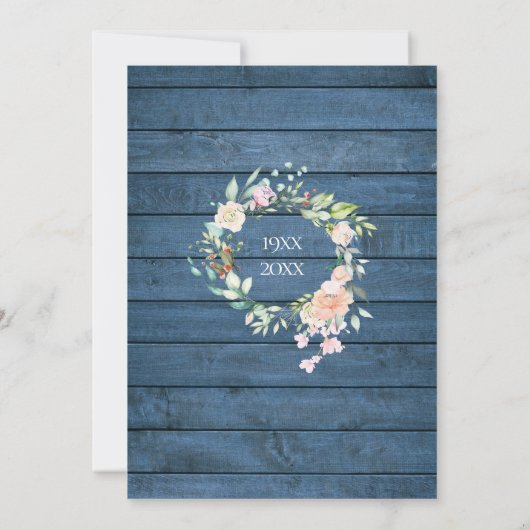 We doen nog steeds Vow Renewal Floral Blue Rustic  Kaart (Achterkant)