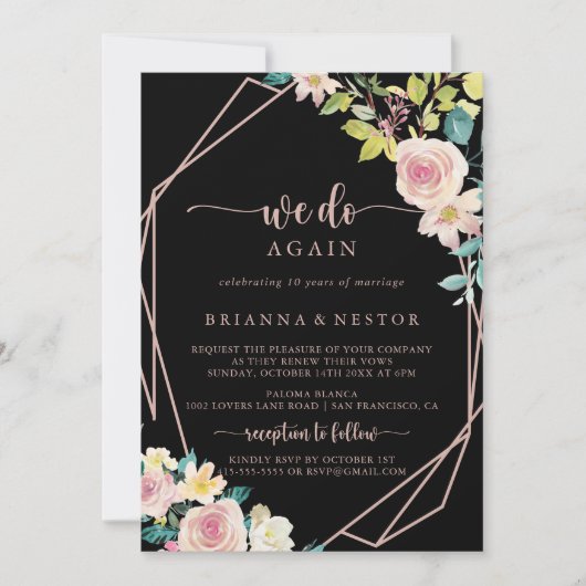 We doen opnieuw Roos Gold Spring Floral Vow Vernie Kaart (Voorkant)