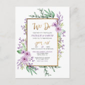 We doen pastel Paarse & gouden glitter script brui Uitnodiging Briefkaart (Voorkant)