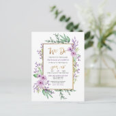 We doen pastel Paarse & gouden glitter script brui Uitnodiging Briefkaart (Staand voorkant)