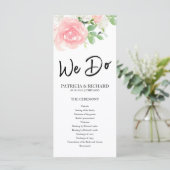 We doen Pink Blush Rozen Floral Wedding Program (Staand voorkant)