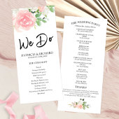 We doen Pink Blush Rozen Floral Wedding Program
