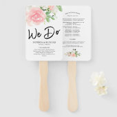 We doen Pink Blush Rozen Floral Wedding Program Handwaaier (Voorkant en achterkant)