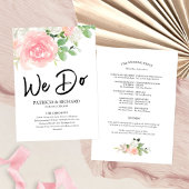 We doen Pink Blush Rozen Floral Wedding Program Programmakaart