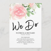 We doen Pink Blush Rozen Floral Wedding Program Programmakaart (Voorkant)