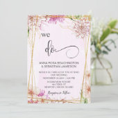 *~* WE DOEN Pink Pastel Floral RSVP AR15 QR Kaart (Staand voorkant)