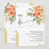 *~* WE DOEN Pink Rose Floral RSVP AR15 QR WEDDING Kaart (Voorkant / Achterkant)