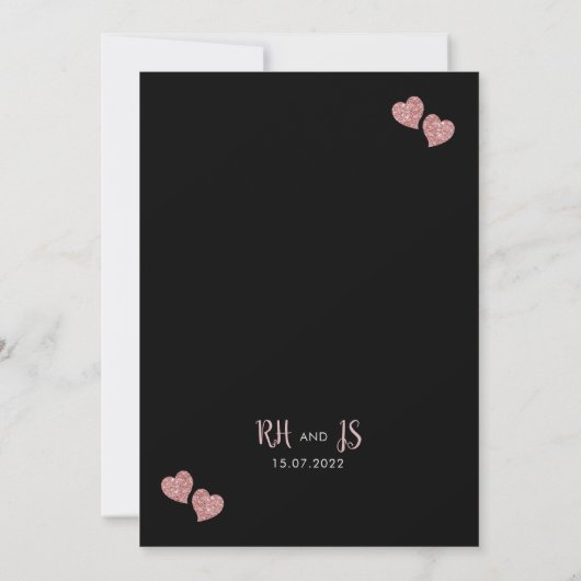 "We doen" roze uitnodiging voor een zwart huwelijk (Achterkant)