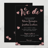 "We doen" roze uitnodiging voor een zwart huwelijk (Voorkant / Achterkant)