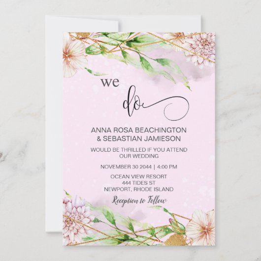 *~* WE DOEN RSVP Floral Geometric AR15 QR Wedding Kaart (Voorkant)