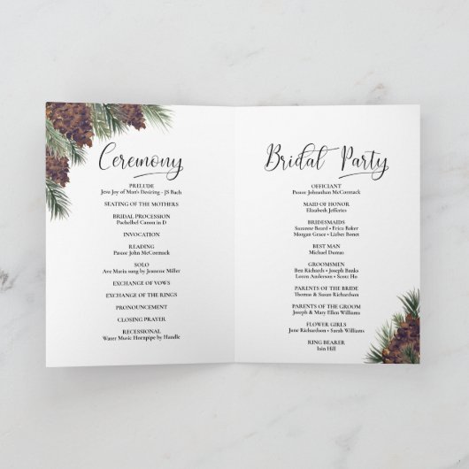 We doen rustieke Waterverf Pinecones bruiloft Programma (Binnen)