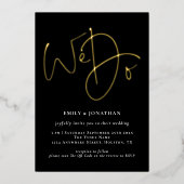 We doen Script Black QR Code Gold Real Folie Wedde Folie Uitnodiging (Voorkant)