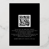 We doen Script Black QR Code Gold Real Folie Wedde Folie Uitnodiging (Achterkant)