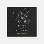 We doen script liefde hart zwart en wit bruiloft servet (Voorkant)