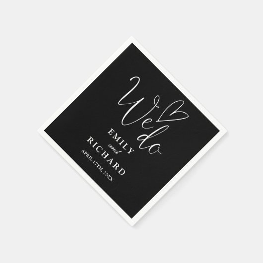 We doen script liefde hart zwart en wit bruiloft servet (Hoek)