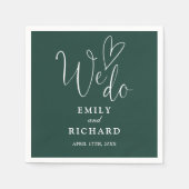 We doen Script Love Heart Emerald Green Wedding Servet (Voorkant)